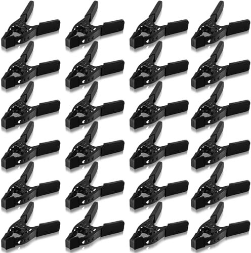 Honeydak 24 Pcs 4 Spring Clamps 1.5 Jaw Opening Metal Spring Clamps Heavy Duty Clips Strong for Woodworking Backdrop Photography Furniture Crafts (All Black)