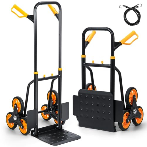 PERZOE Sack Barrow,Sack Truck,Stair Climbing Hand Truck 200kg,Foldable Roller Shopping Trolley Collapsible 6 Wheel Trolley Expandable Large Chassis Foldable into Backpack Lightweight for Luggage 1 Set