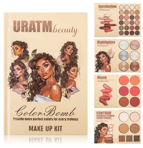 RoseFlower Profi Schminke Set Makeup Paletten Make Up Set Schminkkoffer Teen Make-up-Palette Tragbare Reise-Make-up-Etui mit Lidschatten-Palette, Rouge, Lippenfarbe, Highlighter, Konturen