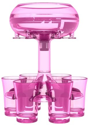 Distributore di 6 liquori e occhiali di supporto - Distributore di occhiali da tiro in acrilico | Distributore di in acrilico | Distributore Drink e 6 bicchieri a Shot |