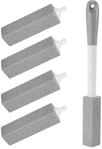 4 Pack Toilet Pumice Stone with Long Handle, Bowl Cleaner, Toilet Pumice Stone, 4 No Touch Replaceable for Toilets, Bathtubs, Grills, Sinks, Swimming Pool