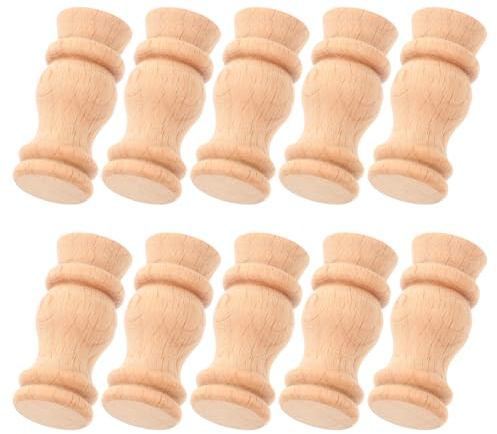 HOLIDYOYO Husillos Decorativos de Madera de Haya sin Pintar 10 Piezas Tamaño 1 para Decoración Retro y Soporte de Chimenea Romana Ideales para Manualidades y Restauración Hogar y