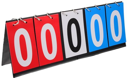 Hemobllo Marcador Portátil de Puntuación para Baloncesto y Tenis, Tablero Flip de 5 Dígitos, Marcador Deportivo Multifuncional para Partidos de Bádminton y Fútbol, Accesorio Práctico