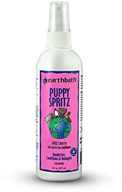 earthbath, Wild Cherry 3-in-1 Puppy Deodorizing Spritz - Dog Odor Eliminator for Strong Odor, Cruelty-Free Dog Cologne, Wash Spray, Made in USA, Bathing Supplies - 8 Oz (1 Pack)