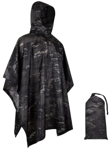 WINWAY Leichter Wasserdichter Regenponcho Herren & Damen Tarn Regenjacken mit Kapuze Faltbare Tasche mit Kapuze Schutzdecke Unterschlupf Plane Ideal für Camping Jagd Wandern Hikking