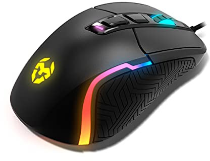 KROM Kick - Ratón Gaming, RGB Rainbow, Sensor óptico PixArt 3327 hasta 12000 dpi, 6 Niveles dpi (800-6200), avanzado Software, Negro