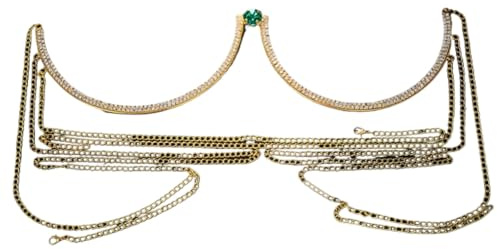 Cadena de pecho,Cadena de Cuerpo Cristal de moda Cadena de Sujetador Sexy Bikini Playa Diamantes Cadena Corporal Joyas Para Mujeres (Plata)