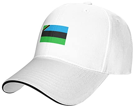 LOUJIN Berretto da baseball regolabile Bandiera di Zanzibar Casual con visiera Cappello sportivo traspirante confortevole per le donne uomo bianco, bianco, Etichettalia unica