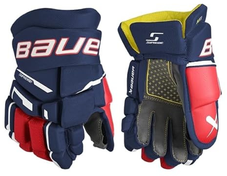 Bauer Supreme M3 Junior - Guantes para niños (11 pulgadas), color azul marino, rojo y blanco