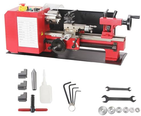 Mini Torno De Metal De Precisión De 500 W, Torno De Metal De Sobremesa De 180 X 350 Mm Con Mandril De 3 Mordazas, Velocidad De 2500 RPM, Fresadora For Torneado De Diversos Metales
