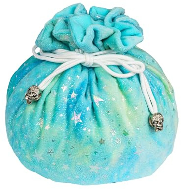 Cusdie High-capacity Velvet Dice Bags with Pockets Storage Bag Capacity 200+ Dice Holder for DND RPG Game Dices Collection(Blue Cyan)