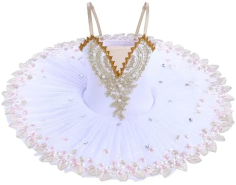 SYDUZAX Fille Robe de Ballet Justaucorps Spaghetti Straps Décalcomanie Brodée Tenue Classique avec Tutu Tulle Plateau Lac des Cygnes Enfant Robes de Danse Gymnastique Princesse Pour Filles 1-14Y