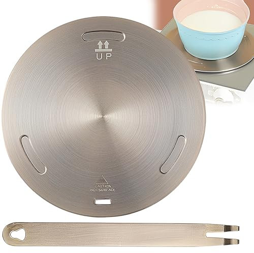 CHSG Piastra Per Diffusore Di Calore, Piattello A Induzione In Acciaio Inox, Adattatore Piano Induzione, Manico Rimovibile, Per Padella, Pentole Da Caffè, Piano Cottura Da Cucina(24cm)