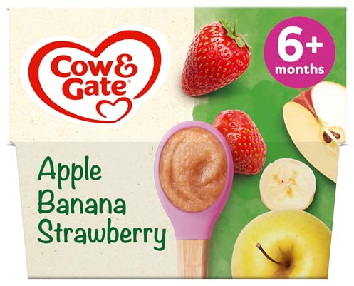 Cow & Gate Apple Strawberry & Banana Baby Food Fruit Pot Multipack 6+ Months 4x100g