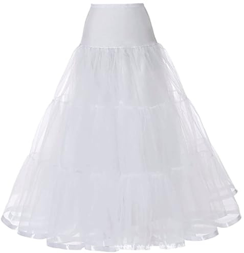 Long Slip for Women Under Dress Organza Plus Size Ankle Length Underskirt for Dresses Puffy Prom Evening Wedding Crinoline White