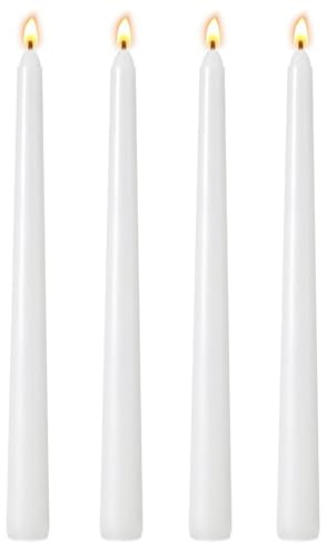 10'' Taper Candle White Candles, 4 Pack Dinner Candles Candle Sticks, Tapered Candles Non-Drip Long Candles for Valentine's Day Weddings Christmas Birthday Party Decoration