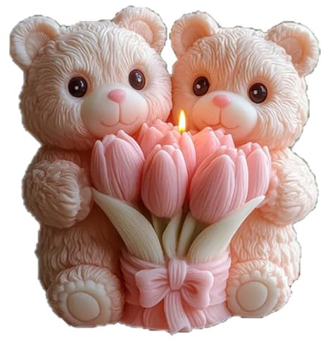 Large Flower Bear Cylinder Molds Silicone Wave Spiral Candle Mold - Silicone Resin Casting Molds for Candle & Resin & Soap Craft Supplies