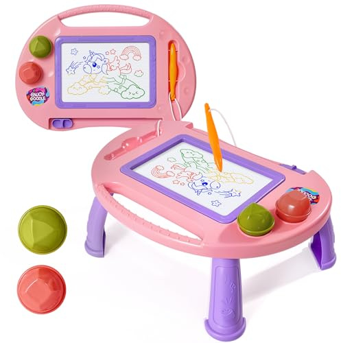 HVETO Magnetic Drawing Board, Toddler Girl Toys for 1-2 Year Old, Doodle Board Pad Learning and Educational Kids Toys for 1 2 3 Year Old Baby Girl Birthday Christmas GIF- Pink