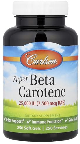 Carlson Labs Super Beta-Carotene from Dunaliella Salina, 250 Softgels