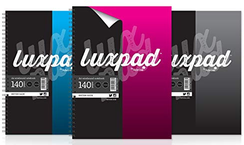 Silvine Luxpad A4 Twin Wire Casebound Notebooks in 3 Assorted Colours with 140 Feint Ruled Pages. [Pack of 6]