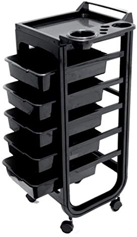 MELCAP Carrello porta accessori professionale con 5 ripiani estraibili e rotelle per parrucchieri e saloni di bellezza