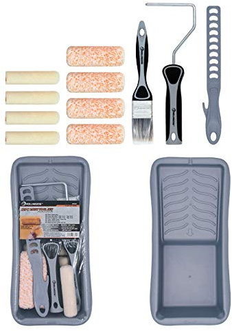 ROLLINGDOG 12-teiliges Mini Malerset Farbroller Set, 4(10,2 cm) Mini-Farbroller,Farbpinsel,arbrührstab zum Streichen von Schränken und Türen