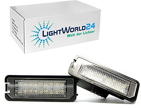 LIGHTWORLD24 LED Kennzeichenbeleuchtung Glühbirnen Nummernschildbeleuchtung Lampe 18 x SMD mit CanBus Fehlerfrei 6000K Xenon kaltweiß, 2 Stück, Für G-O-L-F 4 5 6 7