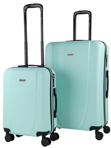 ITACA - Juego de Maletas Trolley de Viaje rígidas Ligeras Resistentes 4 Doble Rueda 360° Set. Cabina y gradne con candado de combinación, Verde Menta