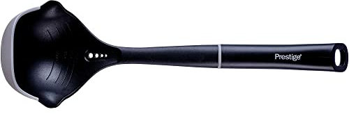 Prestige 2-in-1 Cooking Ladle - Silicone Ladle Spoons with Non Scratch Silicone Edges, Herb Striper & Dual Pouring Edges, Heat Resistant Kitchen Utensils for Non Stick Cookware, 39cm, Black & Grey
