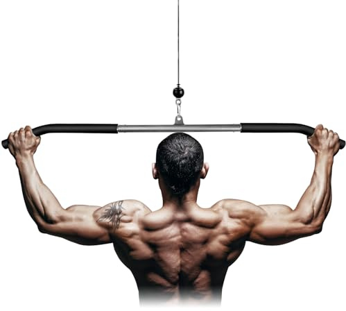 Lyndwin Lat Pulldown-stång Kabeldrag, Biceps & Triceps Latdragstag Bred Grepp för Styrketräning, Svart Stål Avtagbar Fitnessstång Muskelträningsstång (100cm)