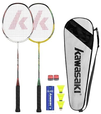 Badminton Set Professional Badminton Racket Sets of 2 Lightweight Badminton Rackets for Backyard with 3 Shuttlecocks, 2 Racquet Overgrips & 1 Carry Bag for Training/Sports
