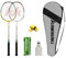 vicleo Kawasaki Sports Badminton Set - 3 Federbälle, 2 Badmintonschläger mit Tragetasche, für Outdoor- und Indoor-Spiele, Familienspaß