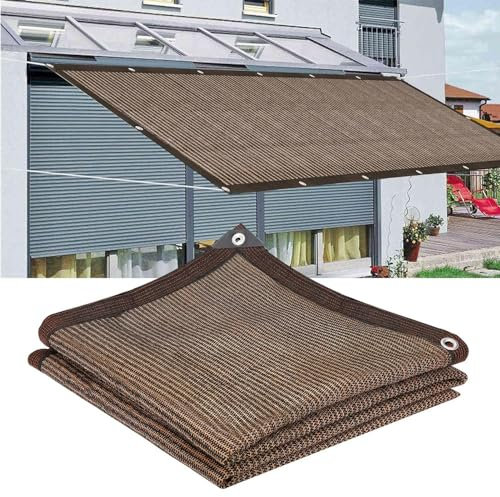 Toldos para Patio,Solar Sombra Paño,Ojales Cubierta de Parasol,Red de Sombra Al Aire Libre,Tela de Sombra,Malla Sombreadora Jardin,Mallas de Sombreo con Ojales (marrón3*4)
