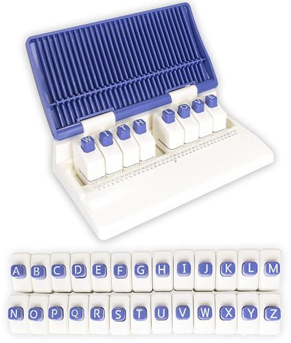 Crafts&Co® Alphabet Stanzmaschine | Stanzer Buchstaben | Lochzange Papier | Schlagbuchstaben | Letter Punch Board | Mit 26 Buchstaben | 10 Buchstaben auf Einmal Lochen | Weiß, Lila