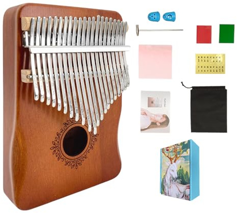 WUQIMUSC Kalimba Daumenklavier aus Holz mit 17 Tasten, 21 Tasten, Musikinstrumente für Erwachsene, Anfänger mit Stimmhammer, Anleitung (evtl. nicht in deutscher Sprache), Tragetasche