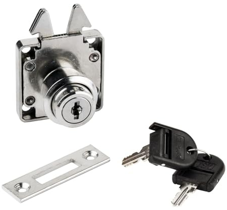 Roller Shutter Lock with Folding Keys and Master Key System J12, Nickel-Plated Surface: 14.01.464-0 for Roller Shutters, Furniture Sliding Door