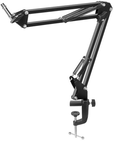 Wrtysully Brazo Articulado para Micrófono de 25 cm con Soporte de Mesa para Podcasting, Videojuegos, Radio y Audio de Estudio,D