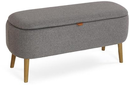 Versa Banco pie de Cama Maniko de Estilo Chic, Medidas (Al x L x An) 45 x 94 x 37 cm, Color Gris Claro