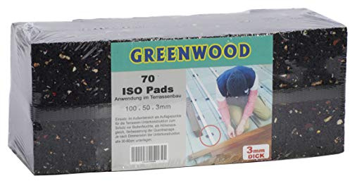 HPS® 70Stück 3mm - Gummipad, Terrassenpad, Gummigranulat, für den Terrassenbau. Diffusionsfähige Gummimischung als Unterlage und zum fein justieren für Unterkonstruktionen - Gummipads für Terrassenbau