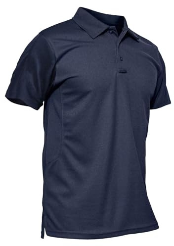 MAGCOMSEN Navy Blue Polo Shirts for Men T Shirts Short-Sleeve Hiking Shirts Hunting Shirt Tactical Shirts Navy L