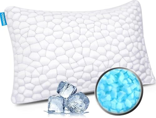 SUPA MODERN Cooling Pillows for Sleeping 1 Pack Adjustable Bed Pillow Gel Shredded Memory Foam Pillow with Cool Cover & Adjustable Loft Neck Pillows for Side Back Stomach Sleepers