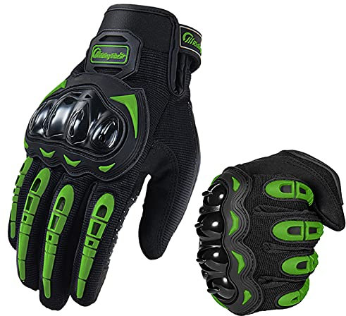 Hifrom Gants de Moto, Respirant Gants à Écran Tactile pour la Course de Moto, Gants Scooter Anti-Glissant, Gants de Moto Femme et Homme pour Motocross, Escalade et Autres Sports de Plein Air (Vert, L)