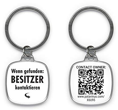 WERTSACHEN ABSICHERN: 1x Batterieloser QR-Code Anhänger inklusive App für Apple und Android mit anonymer Chatfunktion, Finder für Schlüssel, Koffer, Hunde, Katzen, Rucksack, Taschen (Besitzer)