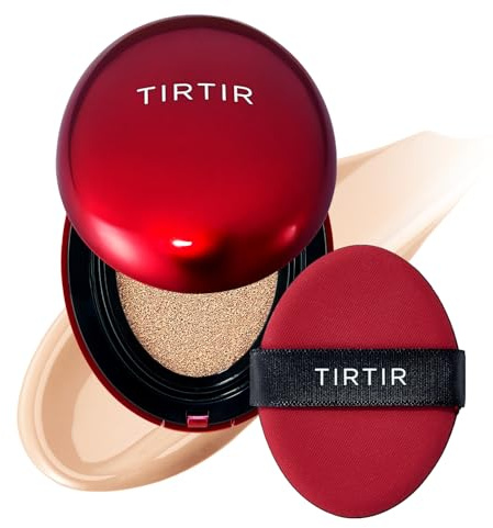 TIRTIR Mask Fit Red Cushion Foundation | Volle Deckkraft, Leicht & Hautnah, Satin Glow Finish | Koreanisches Cushion Make-up, Tattoo-Abdeckung, Aufbauend (0,15 Fl Oz), 21N Ivory