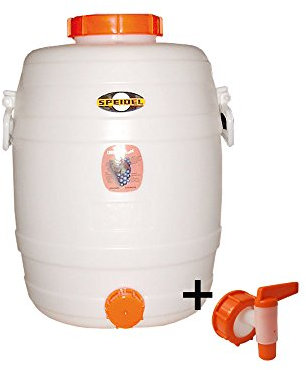 Lebensmittelechtes Getränkefass Mostfass Gärfass (30 Liter rund mit NW10 Auslaufhahn)