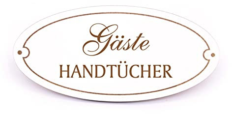Türschild - Gäste Handtücher - Schild oval Gästehandtuch Gast Besucher Holzschild graviert selbstklebend Baddeko für Gäste-WC Ferienwohnung 15 x 7 cm (Gäste Handtücher)