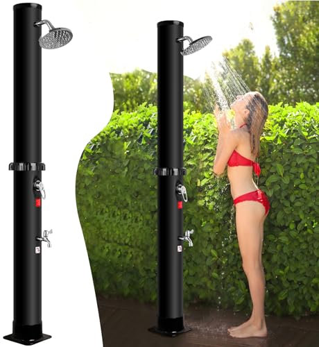 Bsteciar Douche Solaire 40 litres, Douches de Jardin avec Douche Réglable et Robinet, Solaire pour Piscine Douche, Température Maximale de 60°C - Idéal pour Camping, Jardin et Piscine Exterieure
