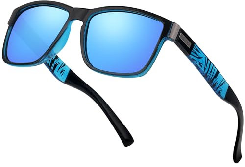 Perkanion polariserade solglasögon för män och kvinnor UV400-skydd Klassiska fyrkantiga solglasögon Lätt båge för bilkörning, fiske, resor, sport