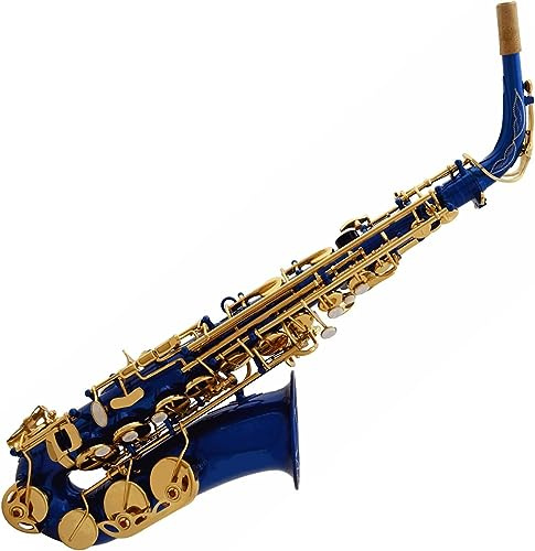 Saxofon nybörjarkit för vuxna, saxofon musikinstrument professionell mässingskropp blå lack glans finish alto saxofon träblåsinstrument i E-platt