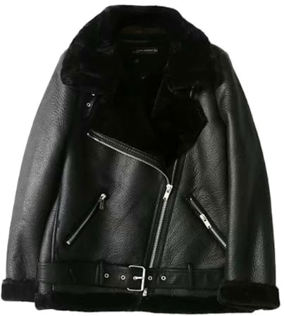 Giacca da donna in pelle invernale in finta pelliccia corta giacca da motociclista con risvolto cerniera bomber aviatore cappotto